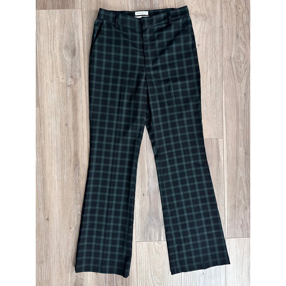 Urban‎ Outfitters Green Plaid Flare Trousers Dark Academia Grunge Indie Sleaze 8